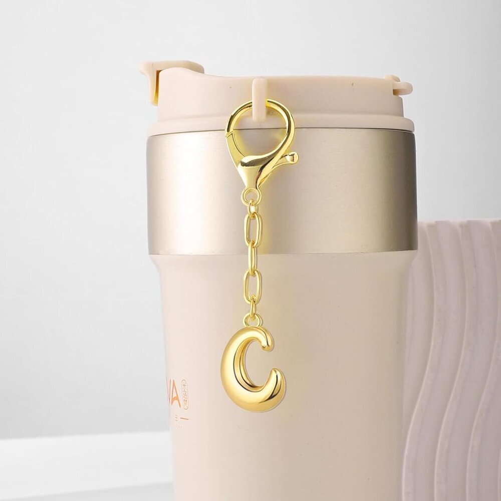 Gold Bubble Initial Keychain Charm For Women Bag … - image 6